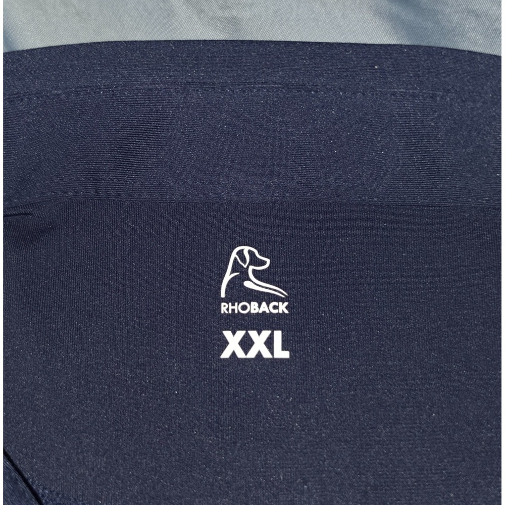 Rhoback Polo Shirt Mens 2XL XXL Blue Striped Performance Golf Stretch Short Slv - Picture 3 of 6